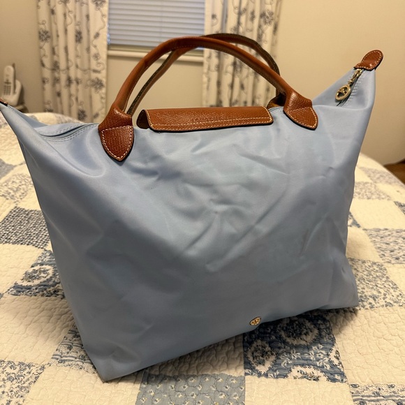 Longchamp Baby Blue Le Pliage Original Large Nylon Shoulder Tote Bag - Picture 5 of 6